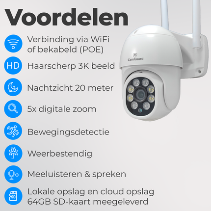 Camguard wifi beveiligingscamera 3K HD