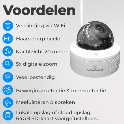 Camguard Dome WiFi 3K HD beveiligingscamera